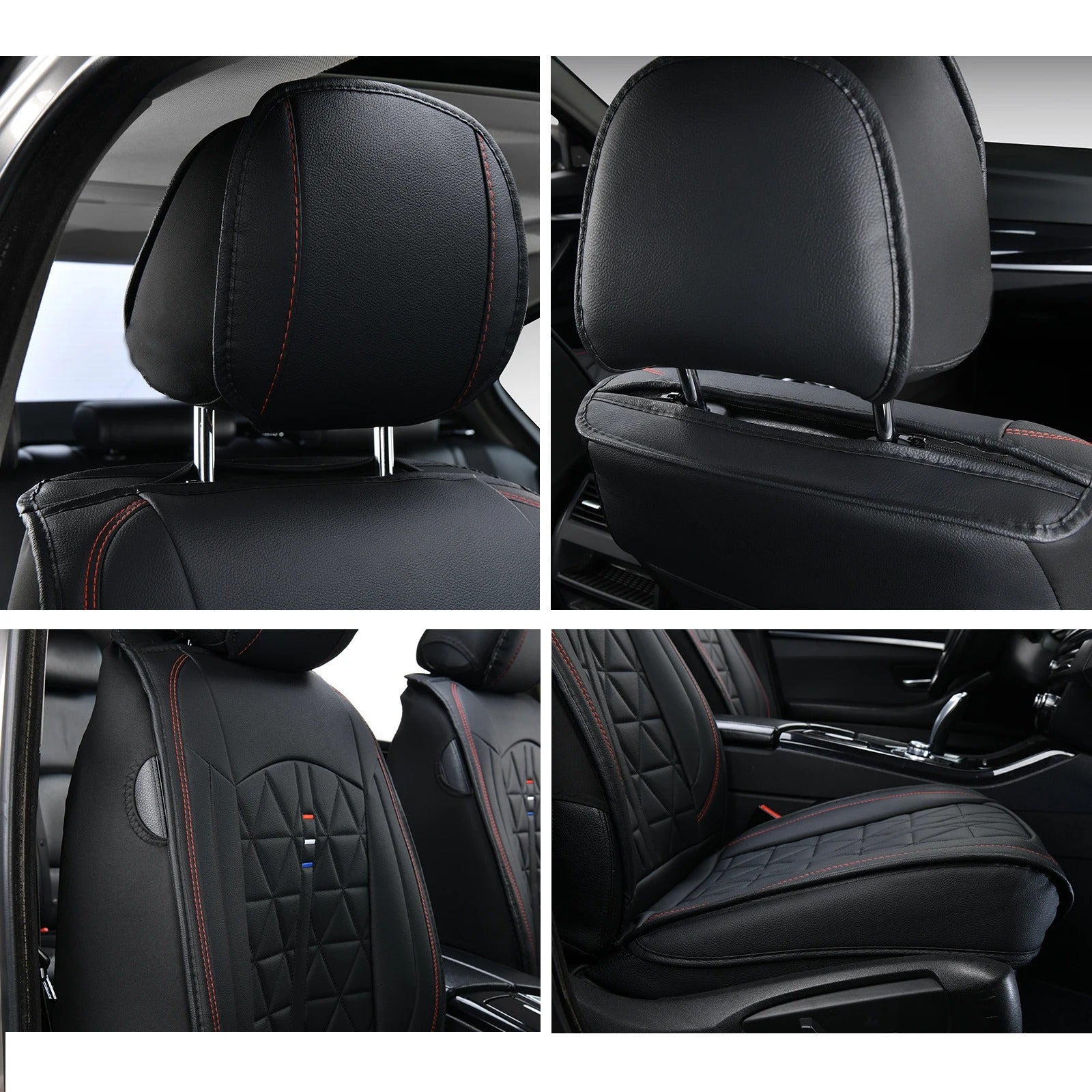Premium Waterproof Faux Leather Seat Covers for Front 2 Seats - Universal Anti-Slip Car Seat Cushions - Delicate Leather