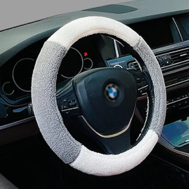 Short Plush Car Steering Wheel Cover – Cute and Warm Anti-Slip Case for Autumn and Winter - Delicate Leather