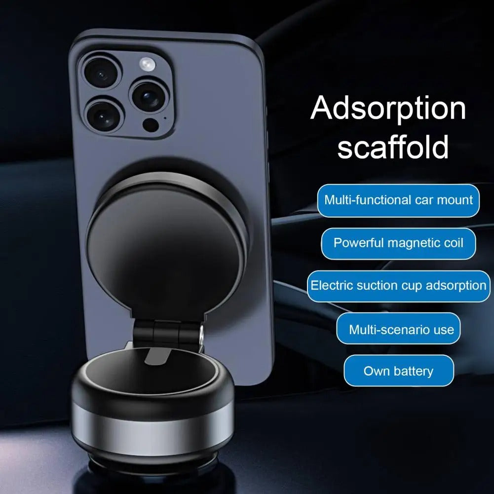 Magnetic Car Phone Holder with Electric Suction Cup – 360° Rotating Telescopic Stand for Phones and Tablets