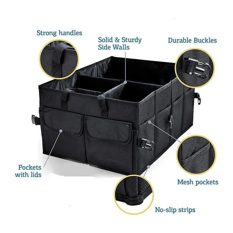 Large Capacity Collapsible Car Trunk Organizer – Durable 600D Oxford Cargo Storage Box - Delicate Leather