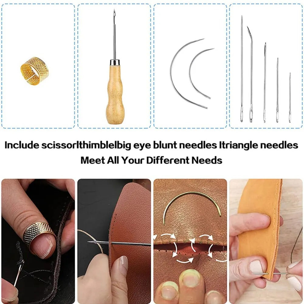 23-Piece Leather Sewing Tools Set – DIY Hand Stitching & Carving Kit for Leather Crafting