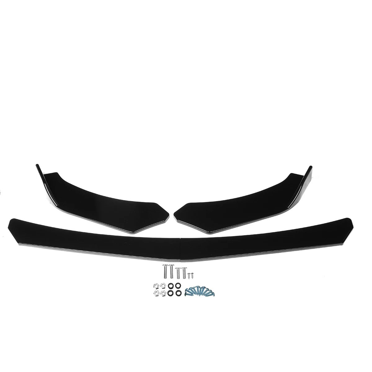 4PCS Universal Car Front Bumper Splitter Lip Diffuser – Glossy Black Body Kit - Delicate Leather