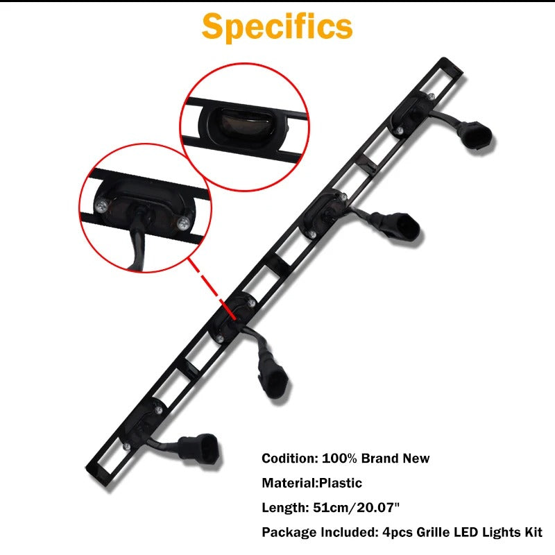 4pc LED Front Grille Lights Kit - Amber/White for 2012-2015 Toyota Tacoma - Delicate Leather