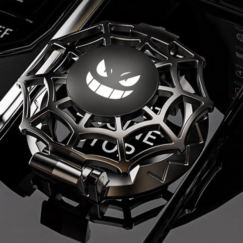 Spider Web Car Ignition Button Cover – Stylish Alloy Protector for Push Start Buttons - Delicate Leather