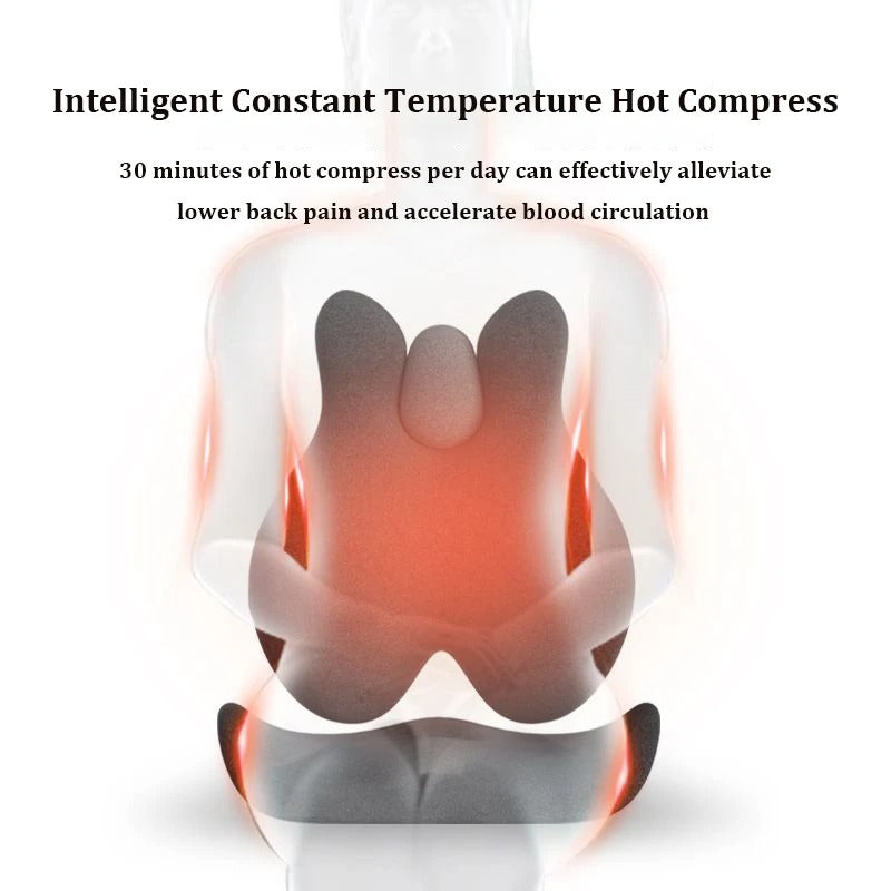 Memory Foam Electric Massage Chair Cushion Set – Hot Compress for Waist Pain Relief in Car, Office, or Home - Delicate Leather
