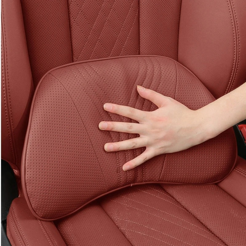 High-End Leather Car Seat Headrest and Neck Pillow with Soft Latex Back Support – Multifunctional Pillow and Quilt Set