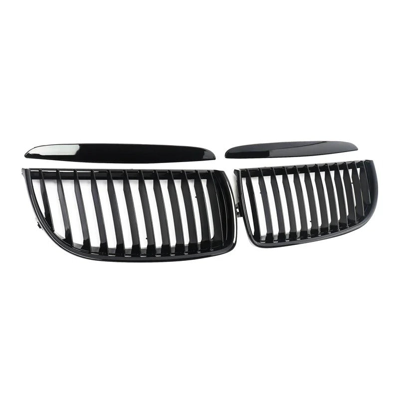 Gloss Black Front Kidney Grilles for BMW 3 Series E90/E91 (2005-2008 Pre-Facelift)