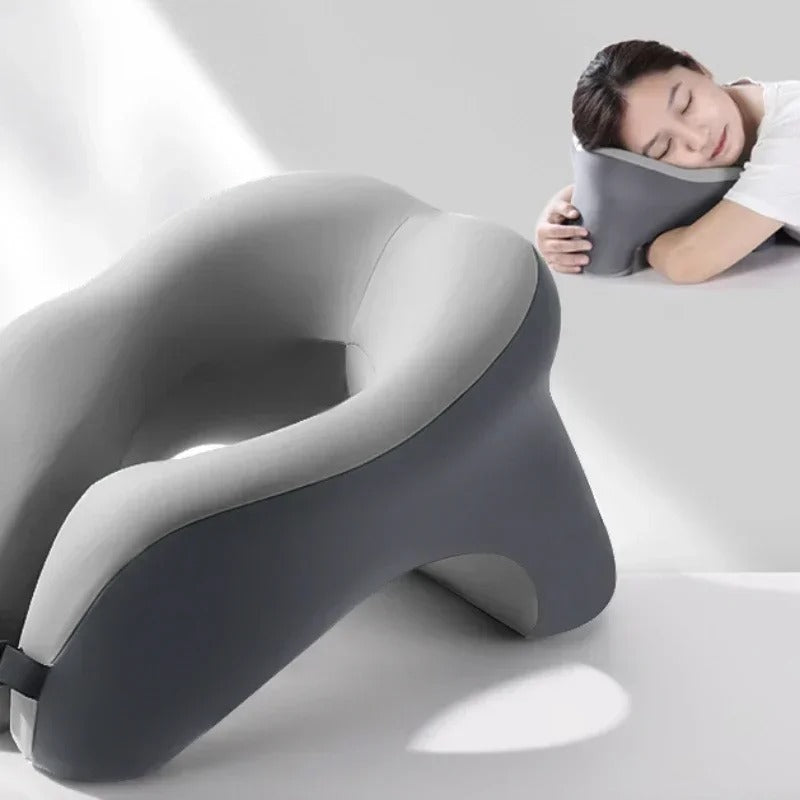 U-Shaped Memory Foam Nap Pillow – Portable Neck Pillow for Office, Travel, and Student Use - Delicate Leather