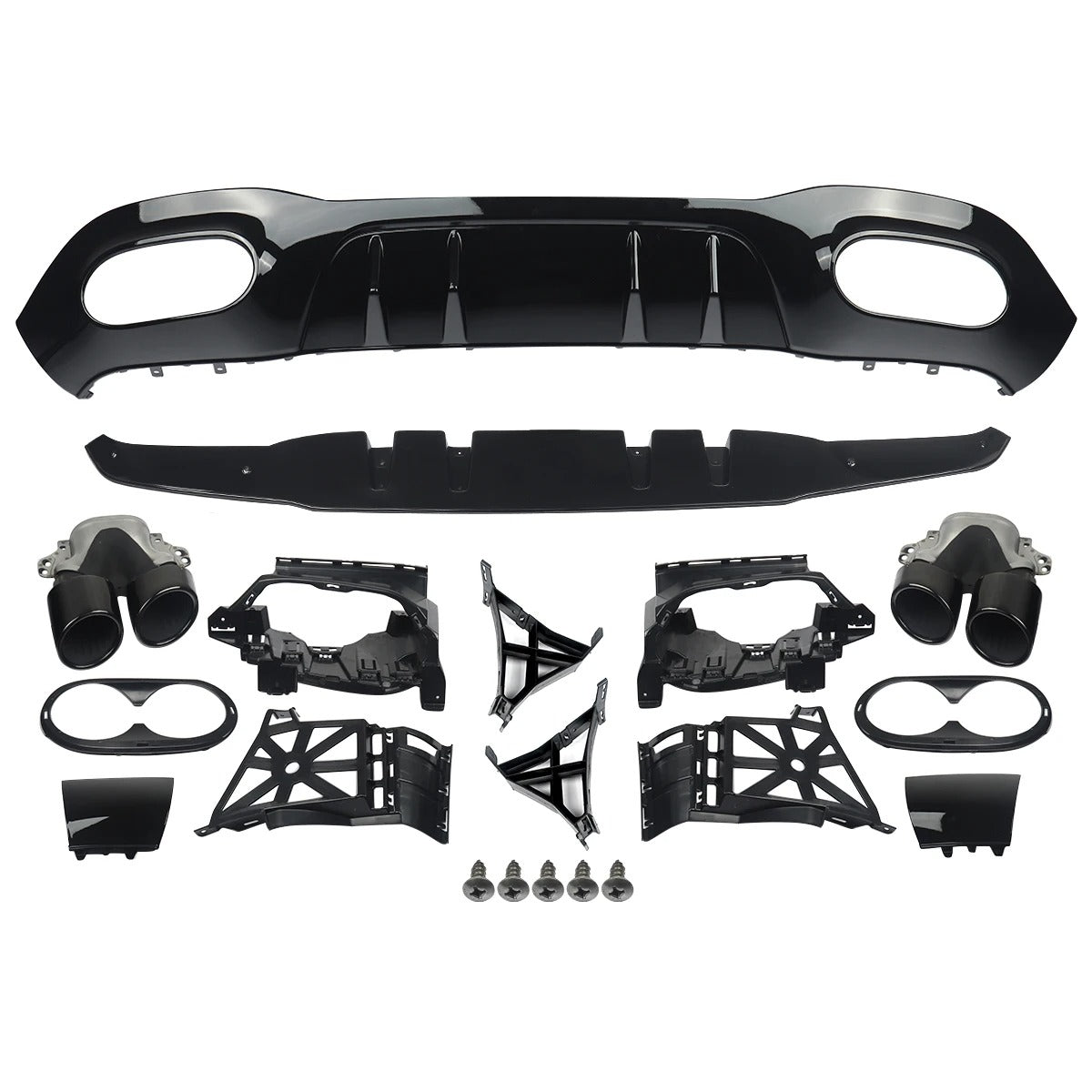 A45 Style Rear Bumper Lip Diffuser for Mercedes-Benz A-Class W177 AMG Line (2019+) - Delicate Leather