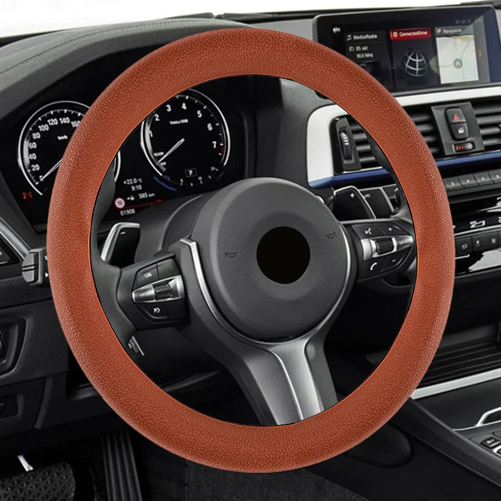 General Motors Universal Silicone Steering Wheel Cover – Brown Protective Cover for Most Cars