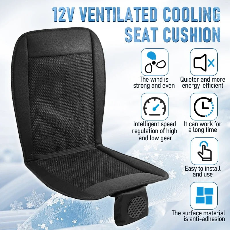 DC 12V 3D Spacer Car Cooling Seat Cushion with 8-Fan Ventilation – Summer Air Conditioned Seat Pad - Delicate Leather