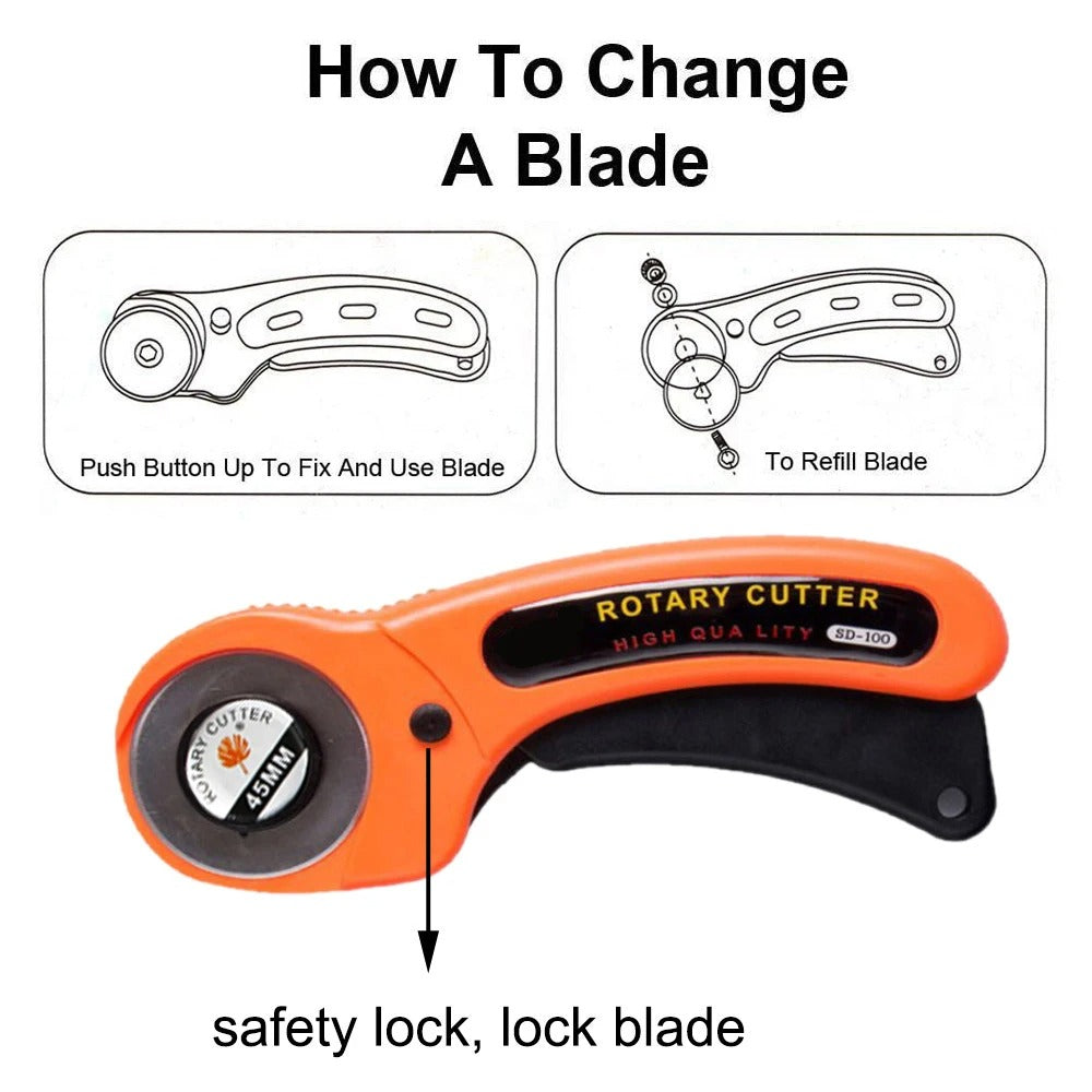 45mm Professional Rotary Cutter for Leather, Fabric, and Craft Projects - Delicate Leather