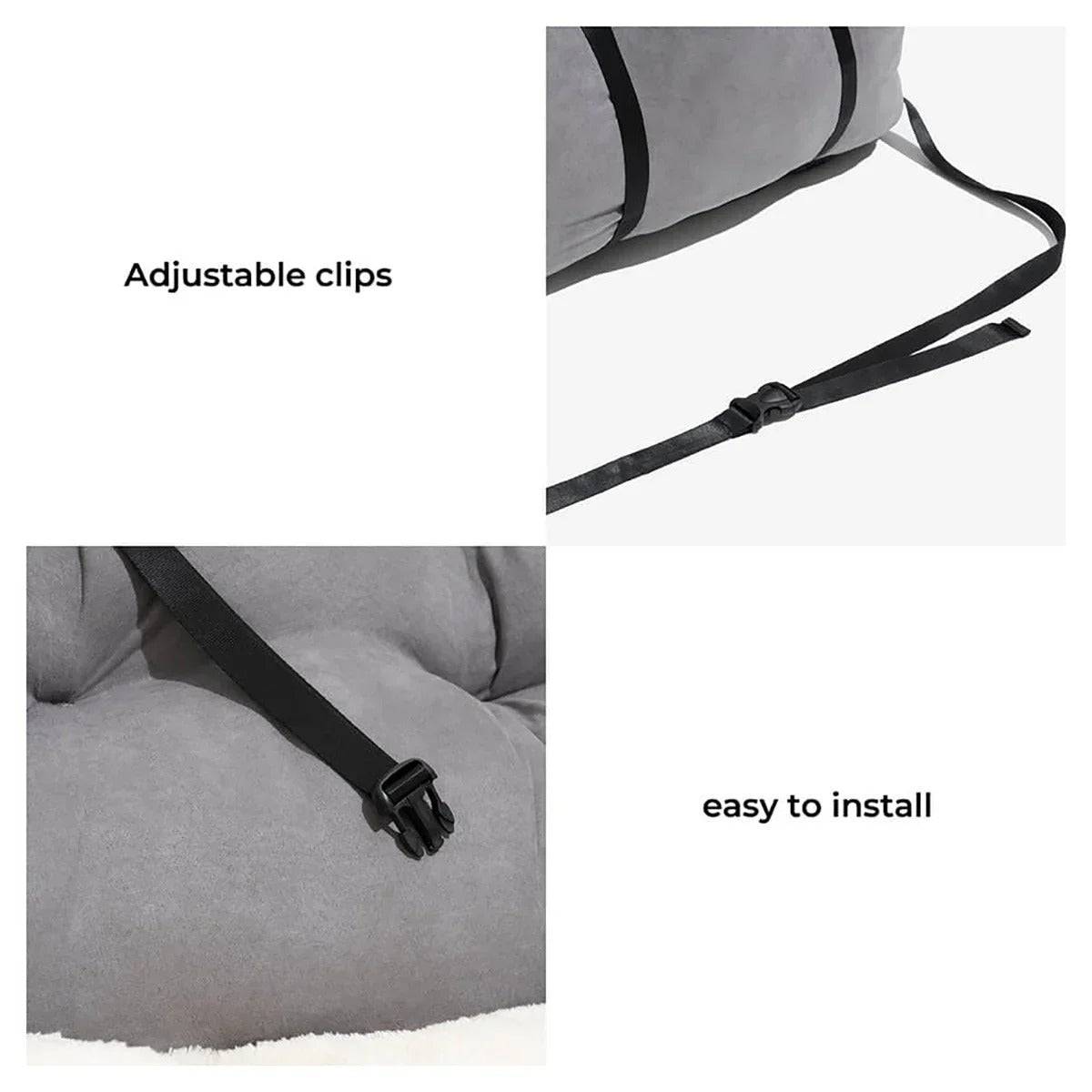 Large Dog Car Seat with Safety Belt – Washable Travel Dog Bed for Back Seat - Delicate Leather