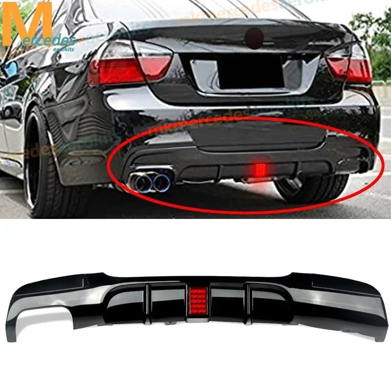 Rear Bumper Diffuser with LED Brake Light for BMW 3 Series E90/E91 (2006-2012) – M-Tech Bumper - Delicate Leather
