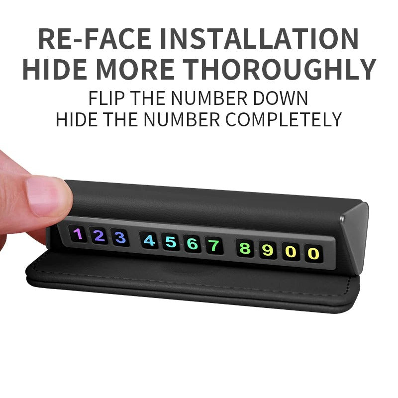 Car Leather Temporary Parking Plate – Mobile Phone Number Display Card for Cars - Delicate Leather