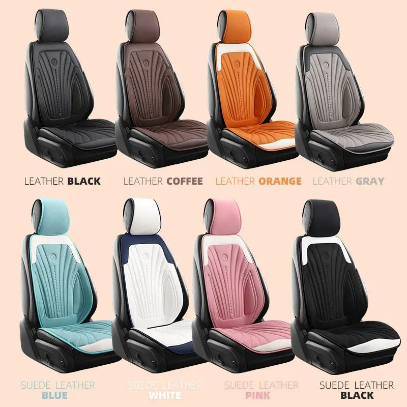 Universal Pink and White Car Seat Cover - Breathable Leather Protector Mat with Anti-Slip Design - Delicate Leather