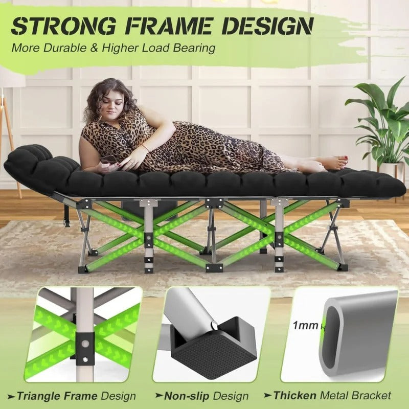 Camping Cot – Portable Folding Bed for Adults with 1200D Double-Layer Oxford Fabric - Delicate Leather