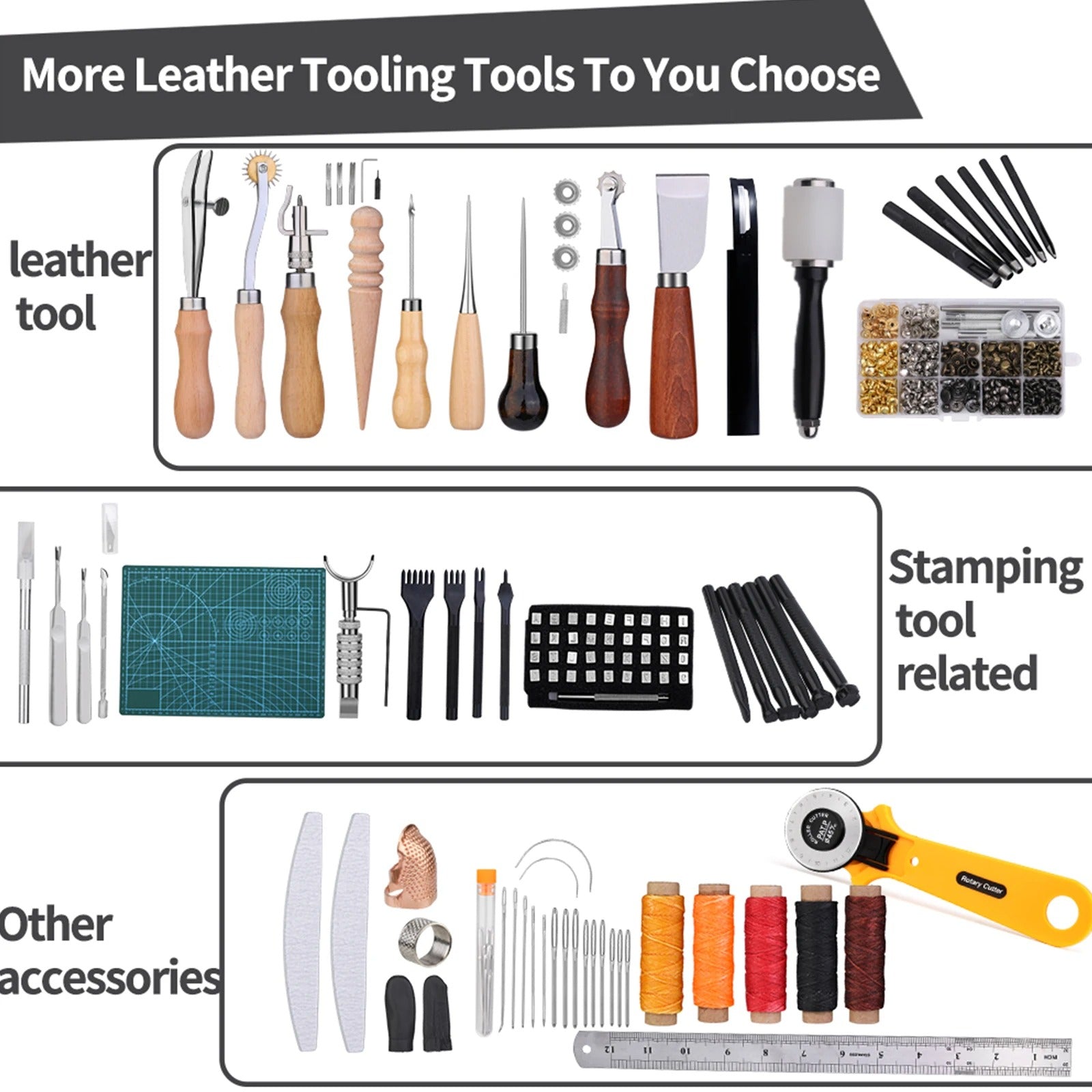 Professional Leather Working Tools Kit – Stamping Tools, Cutting Mat, Groover, and Rivets for DIY Beginners - Delicate Leather