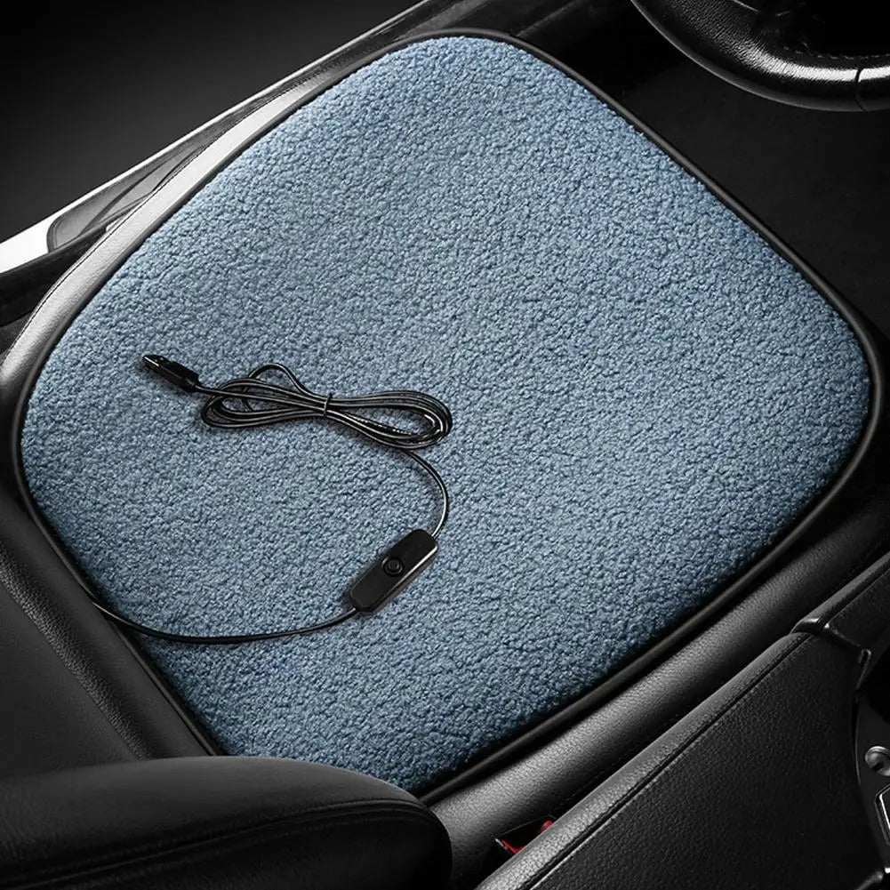 5V 12W USB Heated Seat Cushion – Winter Warmer Pad for Cars, Office, and Home - Delicate Leather