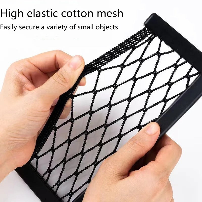 Car Mobile Phone Storage Bag – Multi-Functional Mesh Storage Rack for Interior Organization - Delicate Leather