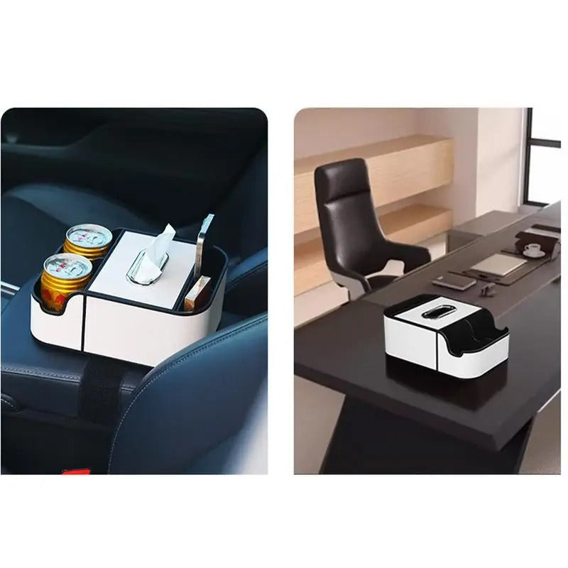 Car Armrest Organizer – PU Leather Storage Box for Seat & Console - Delicate Leather