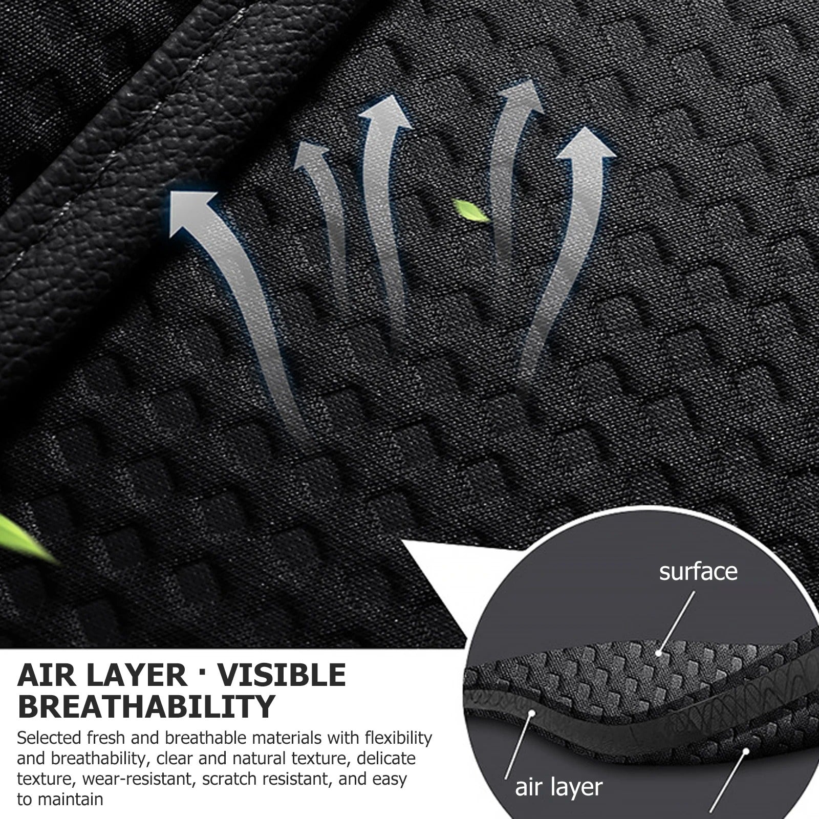 Universal Breathable Car Seat Cover – Soft, Non-Slip Ice Silk Cushion Set for Most Cars - Delicate Leather