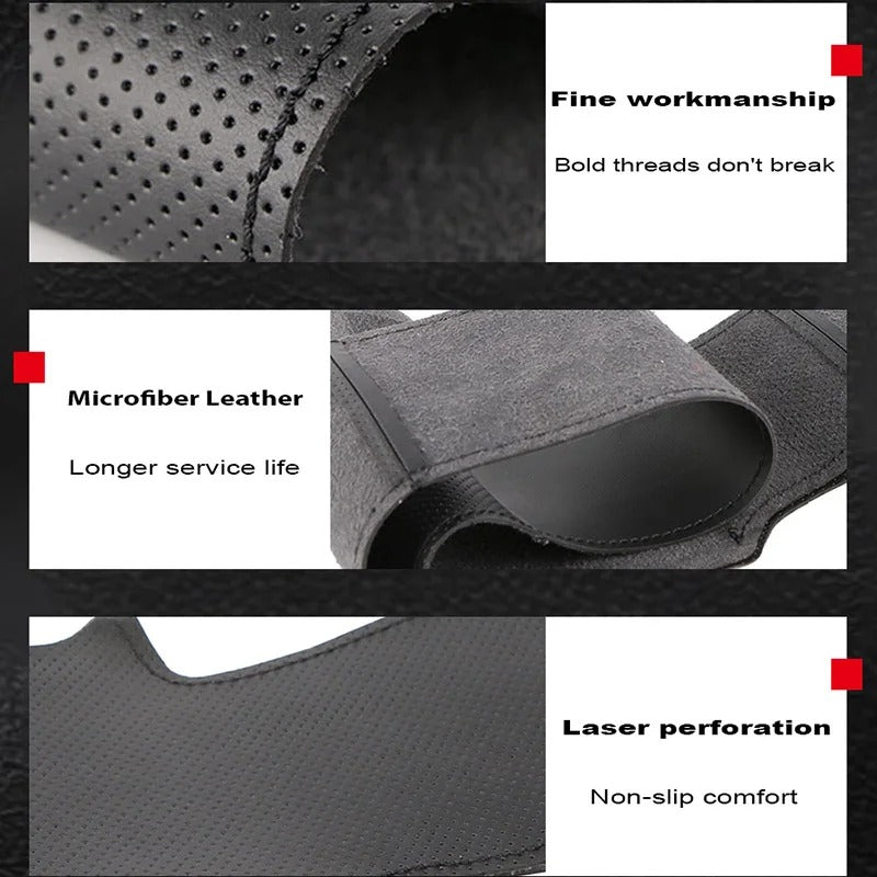 Black Microfiber Leather Steering Wheel Cover – Custom DIY for Ford Mustang (2009-2014) - Delicate Leather