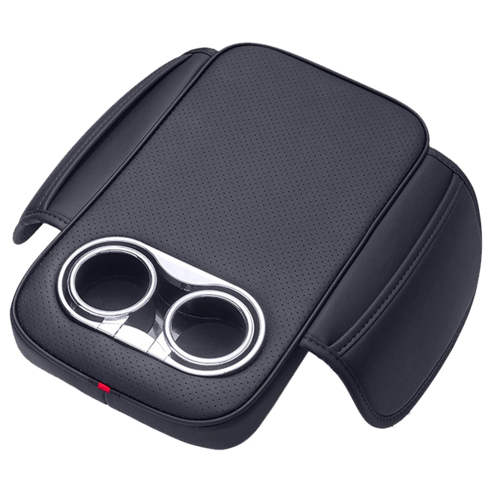 Car Armrest Cushion with 2 Cup Holders and Side Pockets – PU Leather Center Console Pad - Delicate Leather