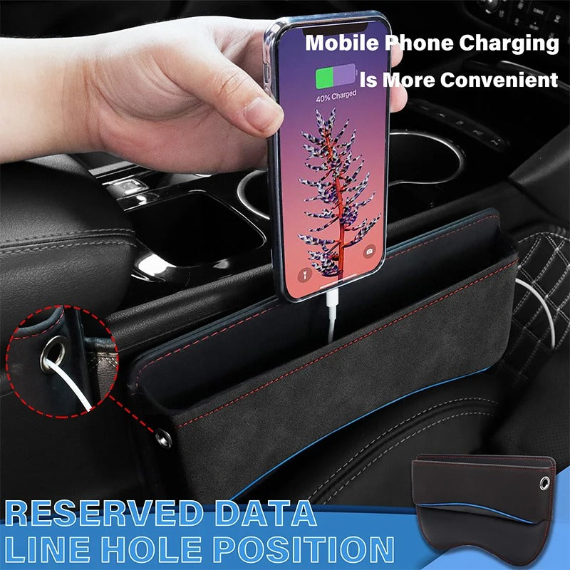 Suede Car Seat Side Storage Pocket – Gap Filler Organizer for Tidy Interior - Delicate Leather