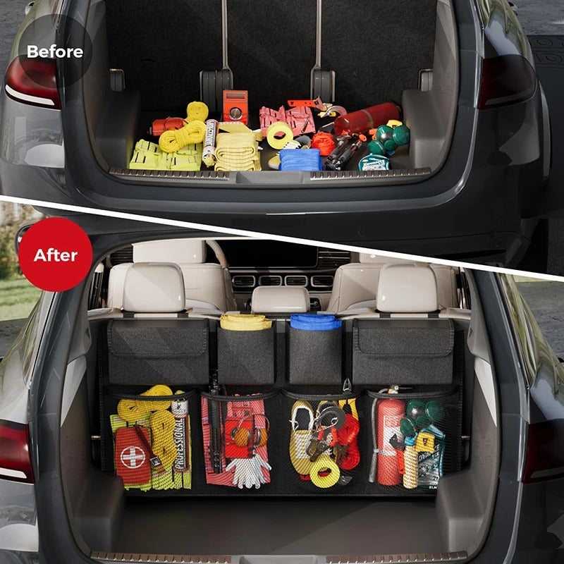 Universal Hanging Car Trunk Storage Bag – Large Capacity Waterproof Multi-Pocket Organizer - Delicate Leather