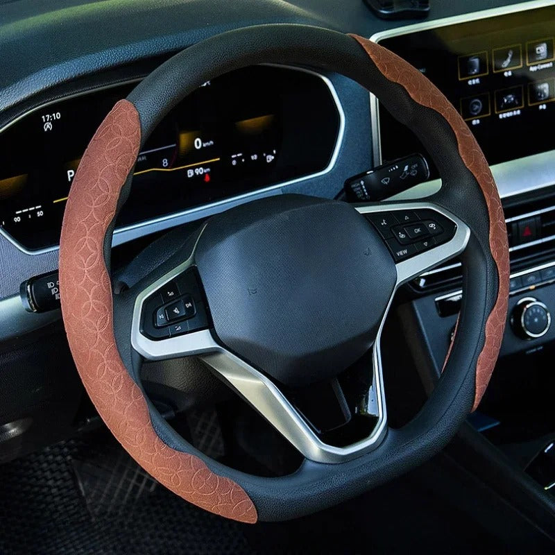 Suede Universal Car Steering Wheel Cover - Protect Your Steering Wheel,Car Decoration Accessories Anti Slip Steering Wheel Cover - Delicate Leather
