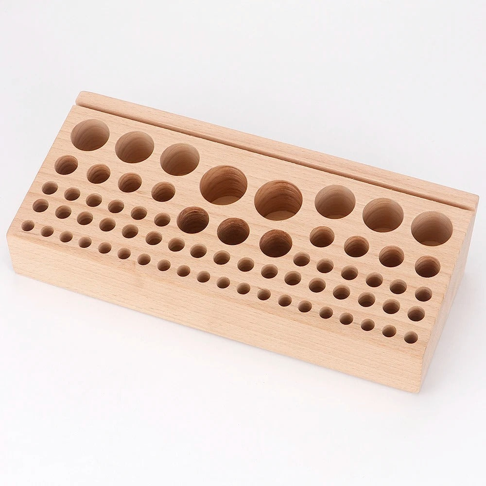 68-Hole Wooden Leather Craft Tool Holder – Professional Organizer for Leather Punch Tools and Accessories - Delicate Leather