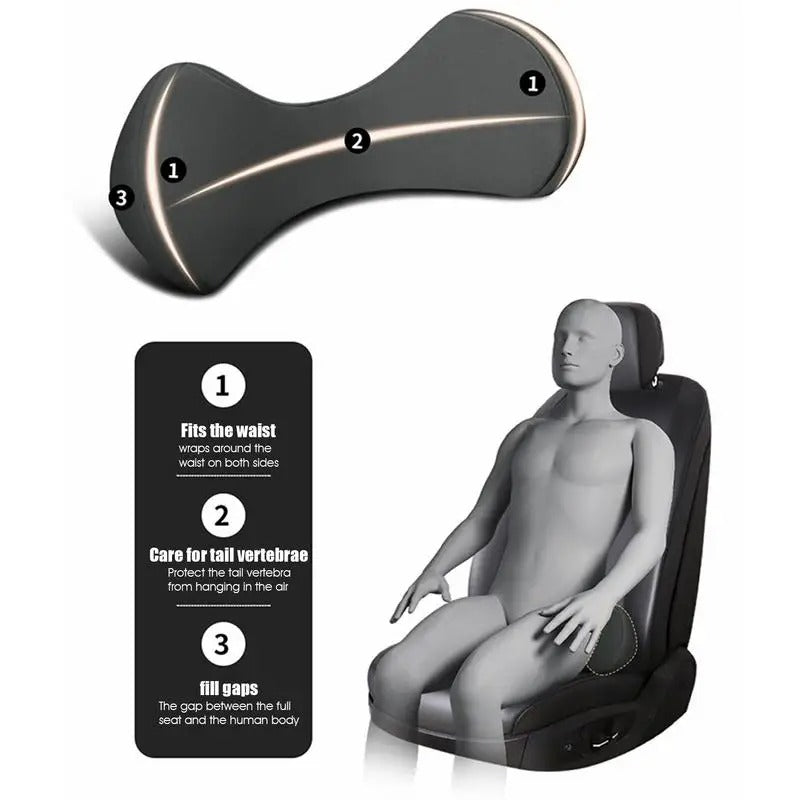 Memory Foam Car Seat Lumbar Pad – Ergonomic Support Waist Cushion for Car, Office, and Travel - Delicate Leather