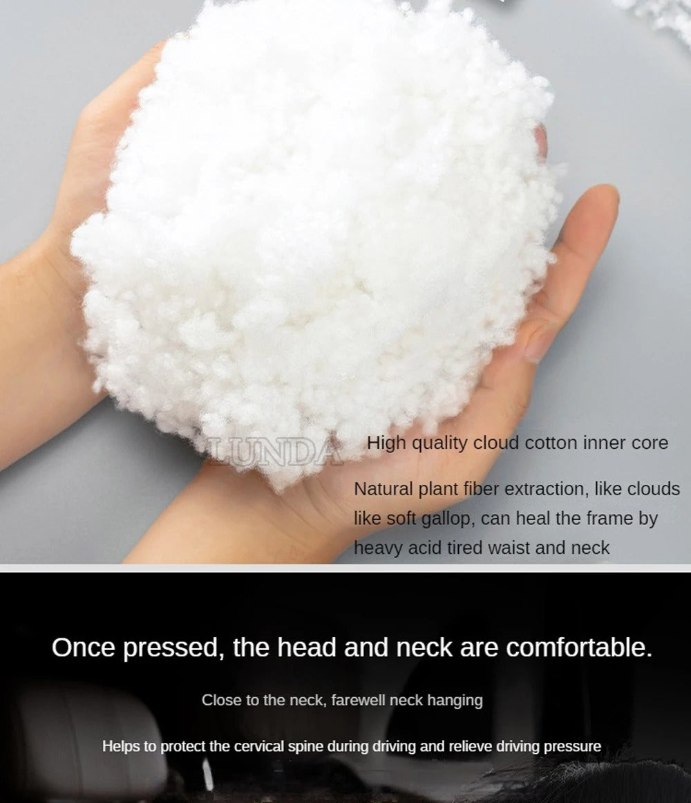 Nappa Leather Car Neck & Lumbar Support Pillow - Ergonomic Headrest and Waist Cushion for Volvo XC Series - Delicate Leather