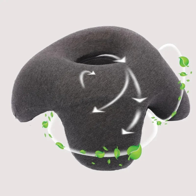 Multifunctional U-Shaped Neck Stretcher Pillow – Memory Foam Cushion for Office Naps and Back Support - Delicate Leather