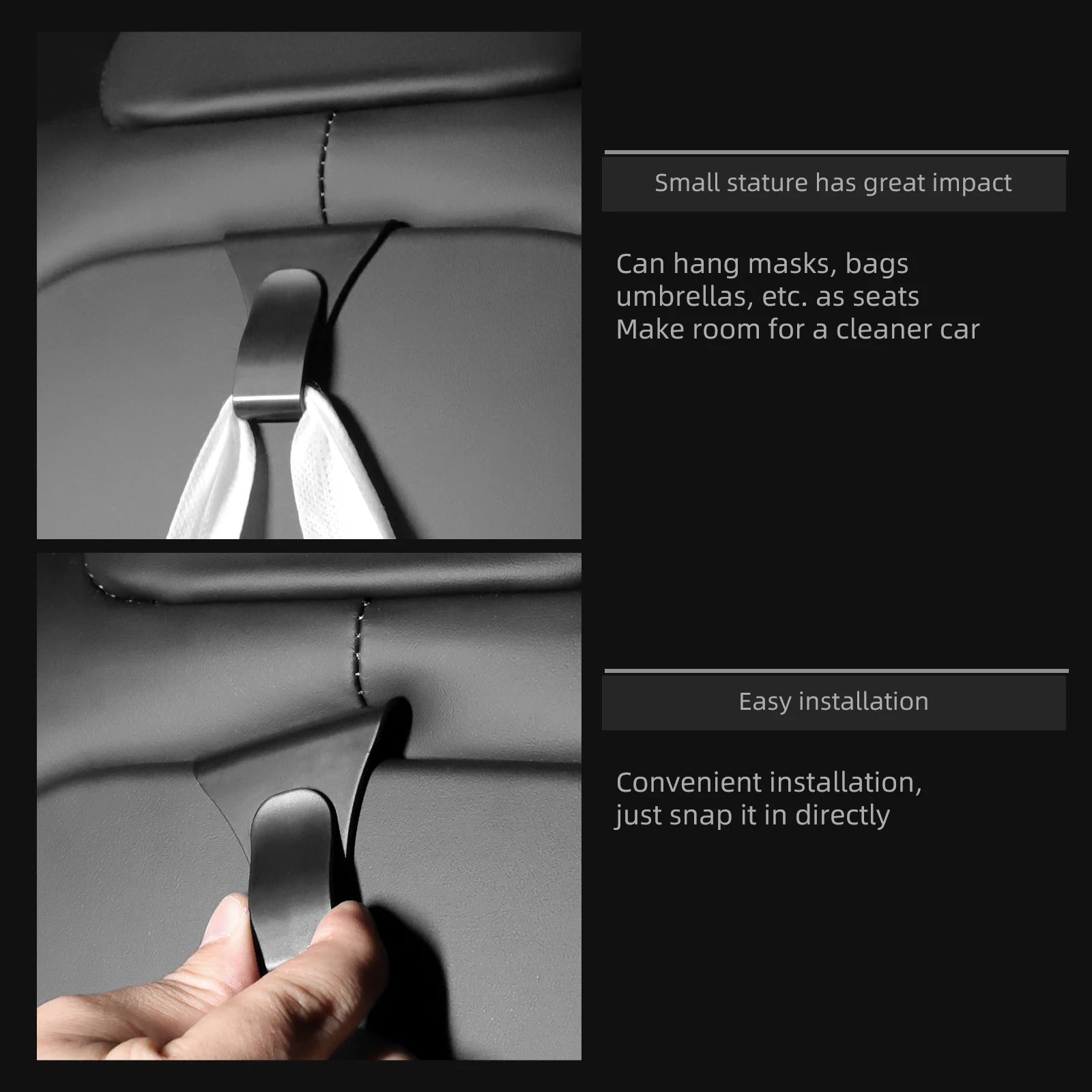 Tesla Model X/S 2024 Front Seat Backrest Hook – Convenient Car Storage Organizer - Delicate Leather