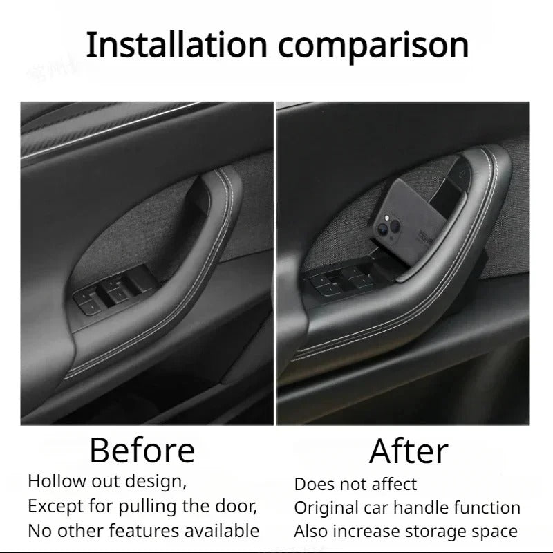 Tesla Model X 2023 Door Side Storage Box – Front Door Handle Tray Organizer - Delicate Leather