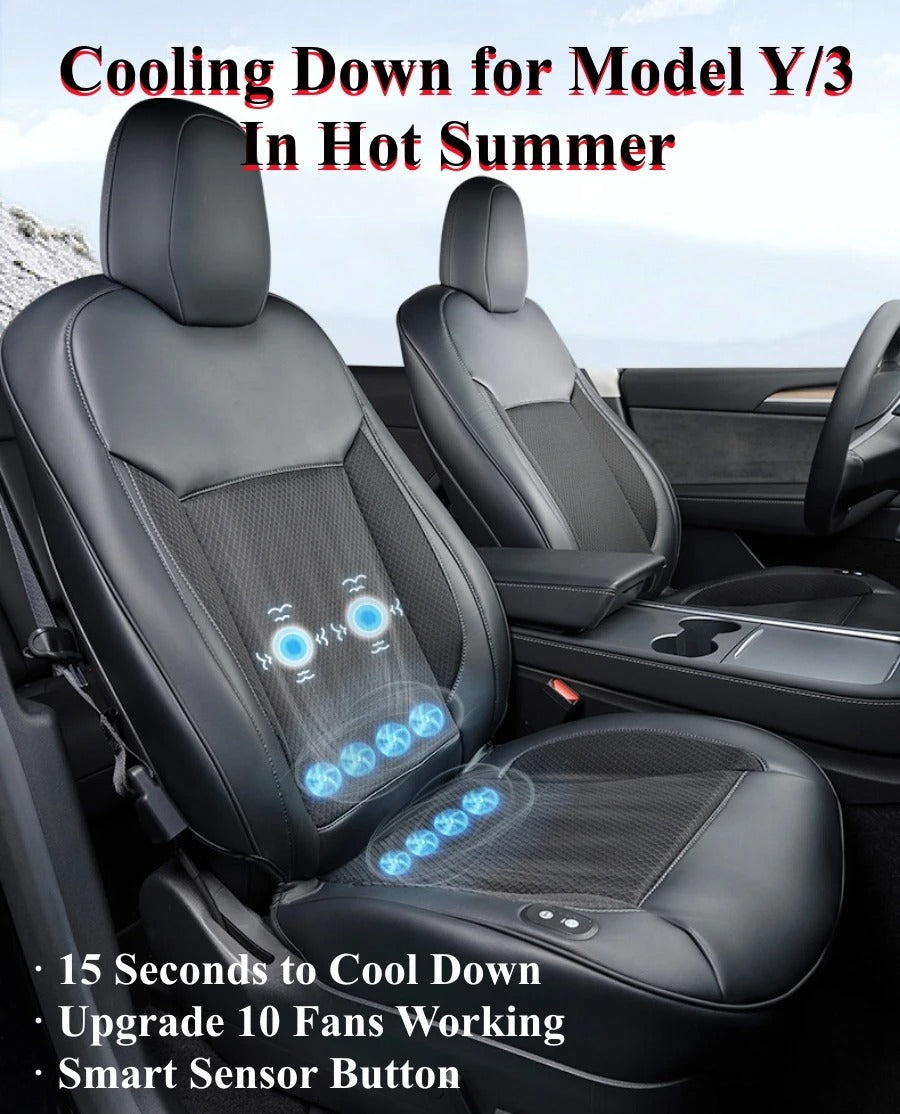 Smart Cooling Seat Cushion for Car, 15s Cooling, Breathable Summer Comfort - Delicate Leather