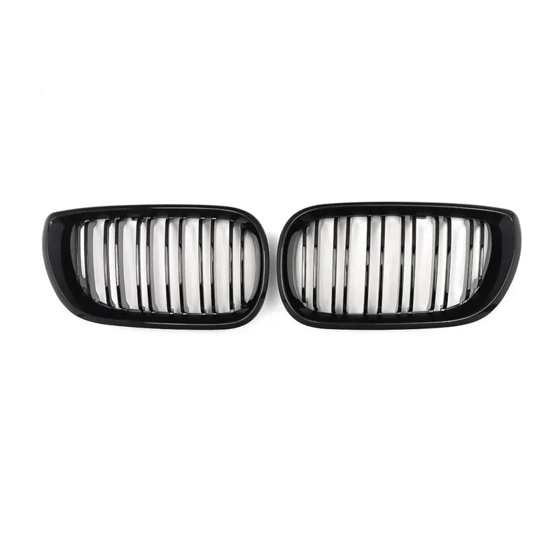 Gloss Black Double Line Kidney Grilles for BMW E46 3-Series (2001-2006 Facelift)