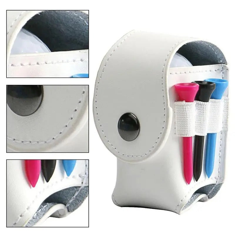 Cowhide Leather Golf Ball & Tee Holder – Portable Storage Pouch with Divot Tool Carrier - Delicate Leather