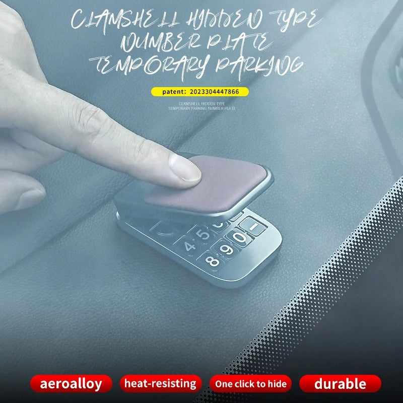 Metal Double Number Temporary Parking Plate – Concealed Clamshell Design - Delicate Leather