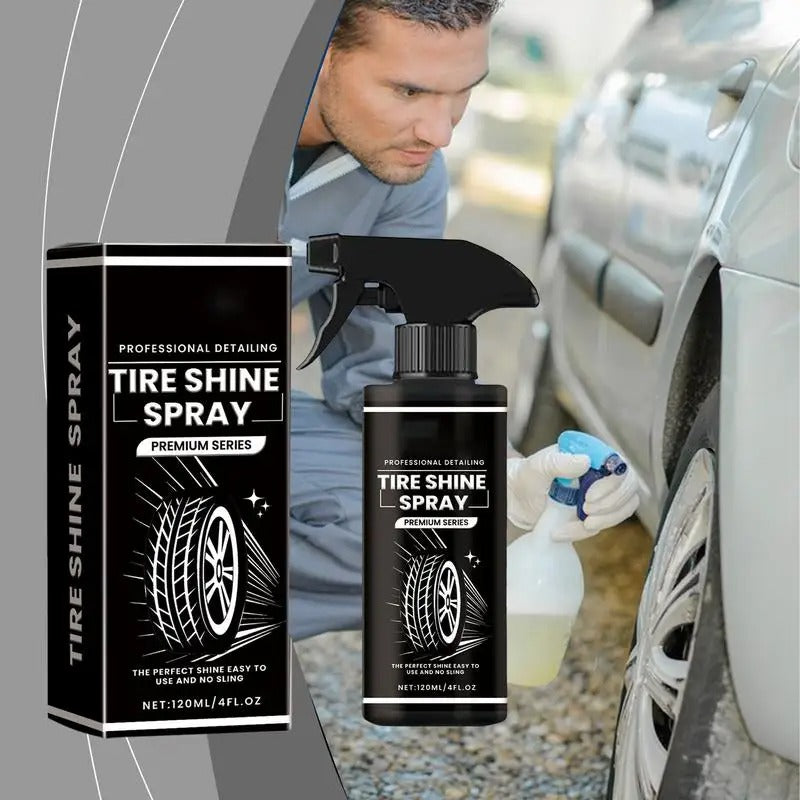 Tire Shine Spray – 120ml Wheel & Tire Dressing for Long-Lasting Gloss - Delicate Leather