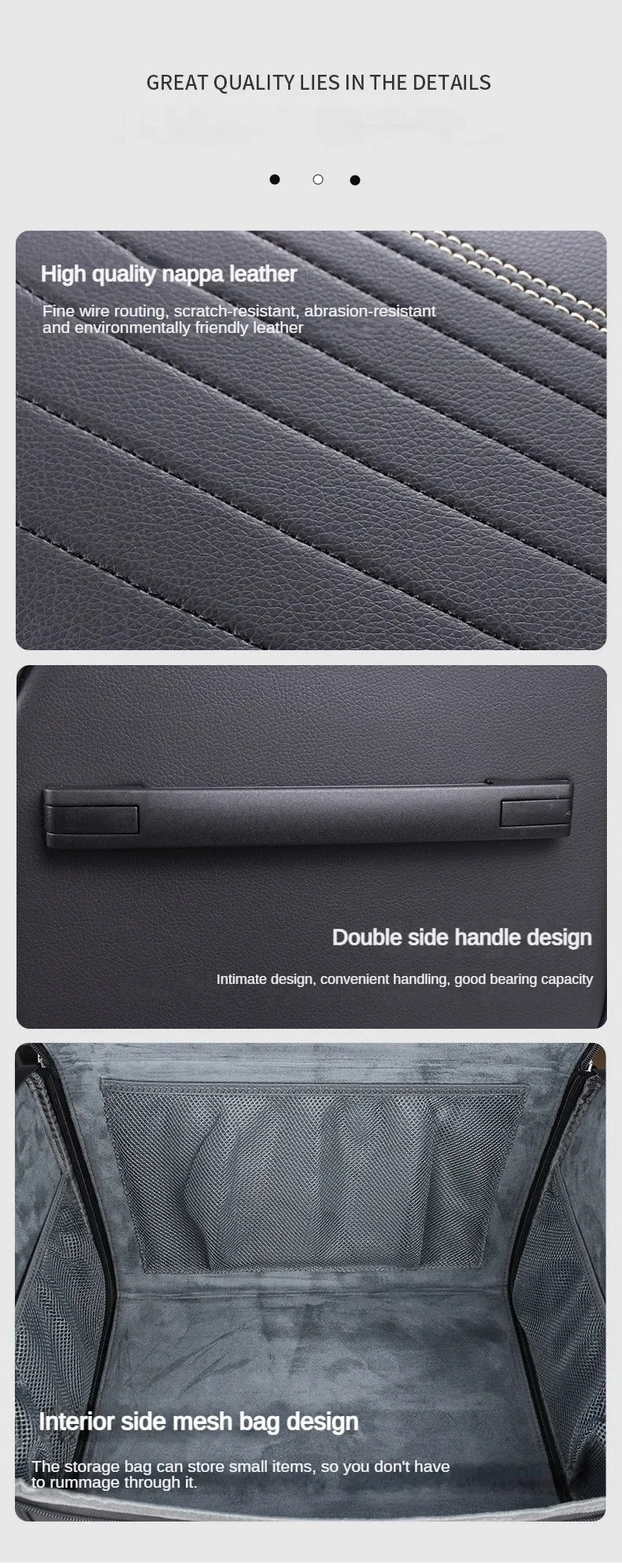 Luxury Nappa Leather Foldable Car Trunk Organizer with Lid & Handle – Universal Fit for all car - Delicate Leather