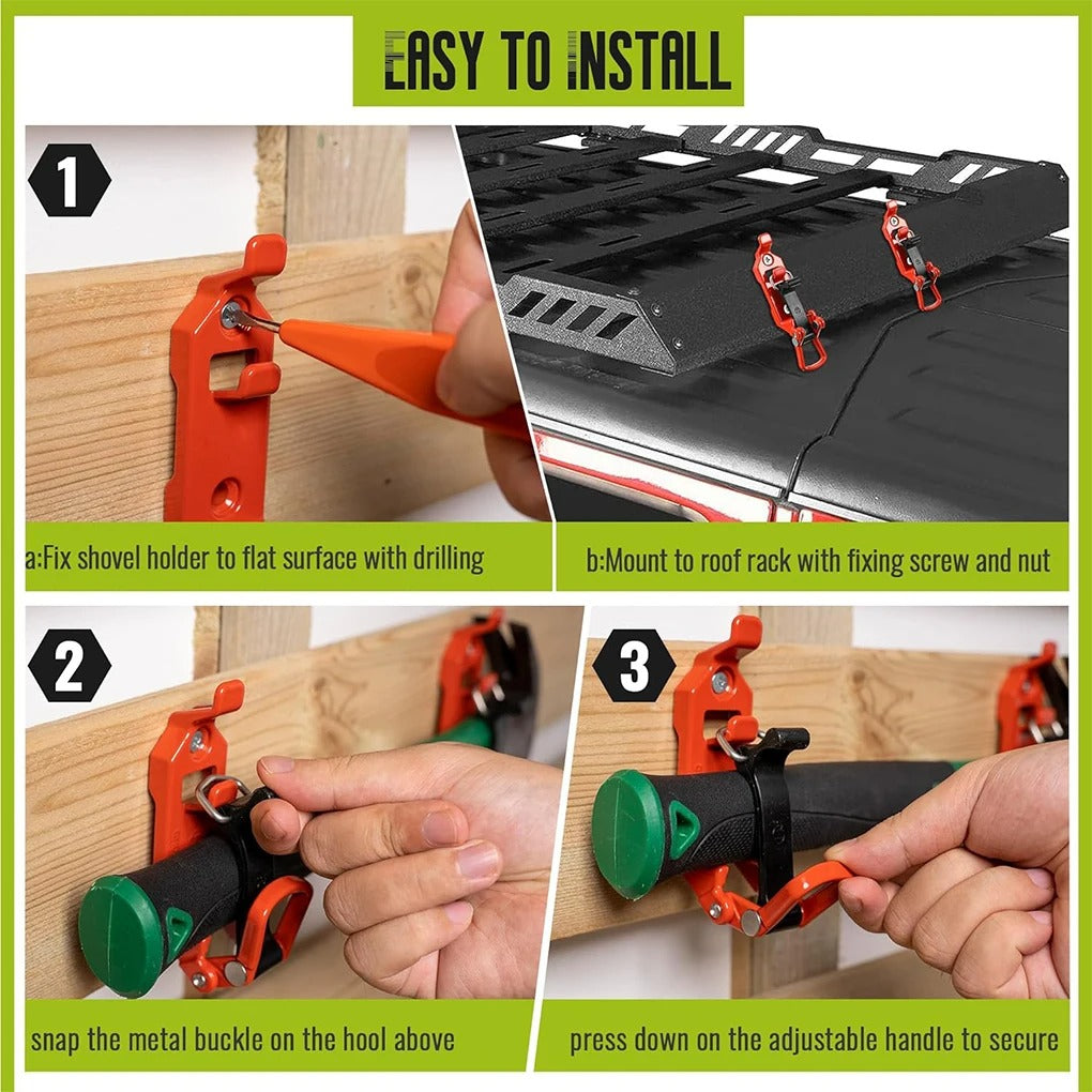 2PCS Wall Mounting Shovel Rack for Roof Rack - Quick Release Mounting Kit - Delicate Leather