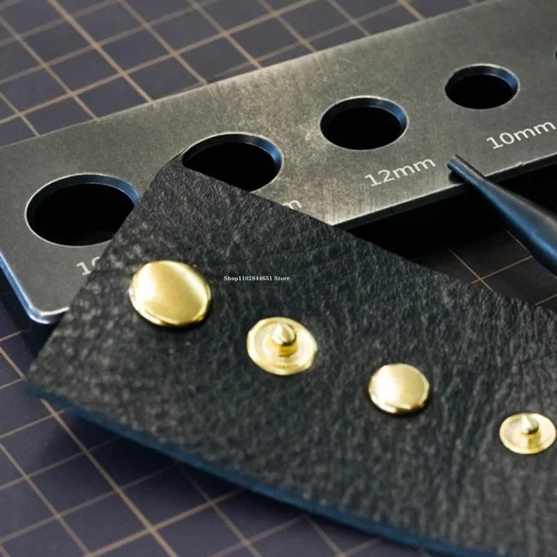 Stainless Steel Base Punching Needle Set – DIY Snap Fastener, Mounting, and Removing Tool for Leathercraft - Delicate Leather