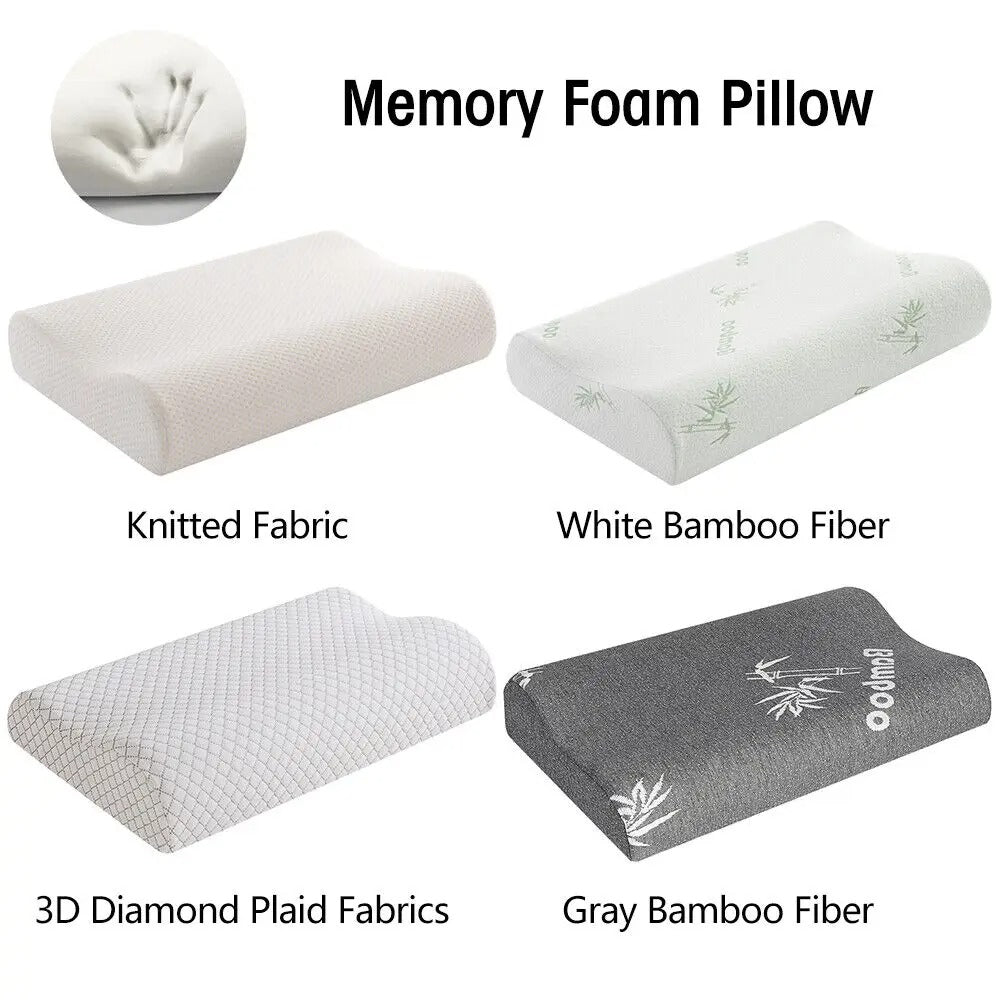 Orthopedic Memory Foam Pillow – Cervical Neck Support with Bamboo Fiber Cover - Delicate Leather