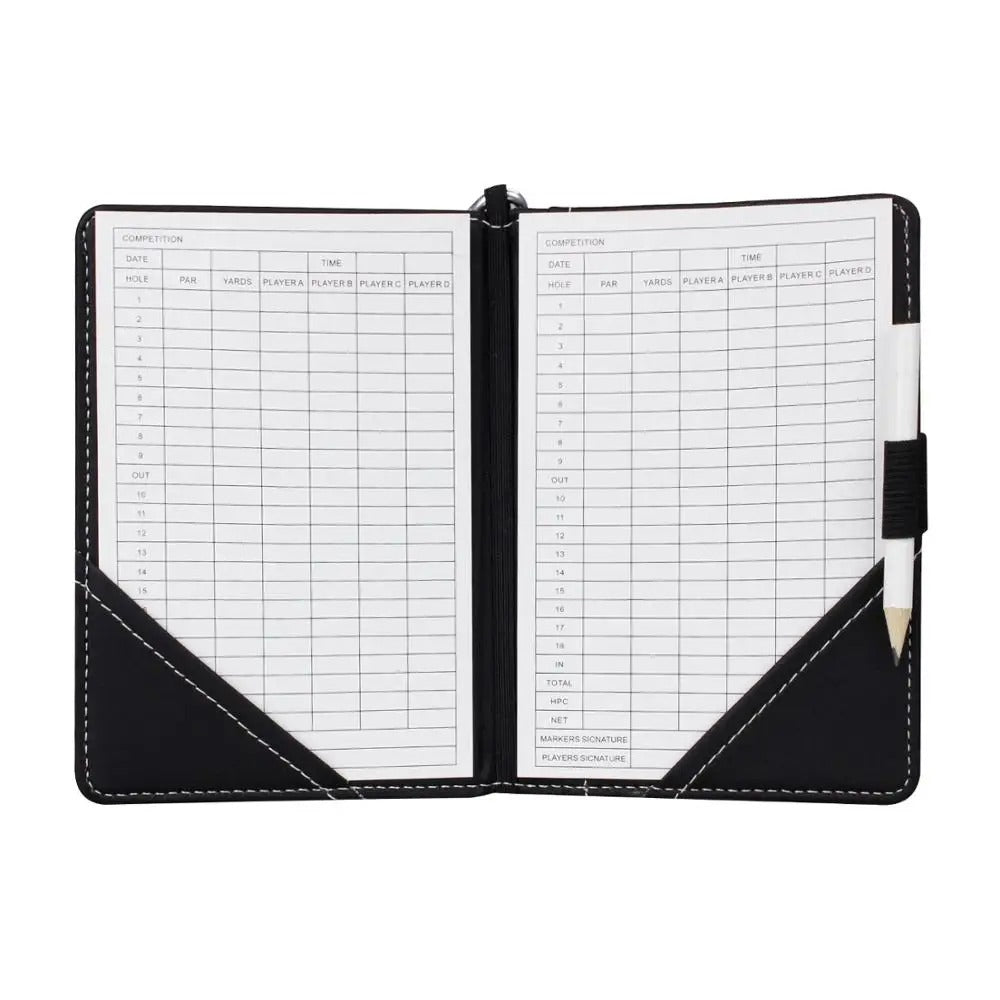 Deluxe PU Leather Golf Scorecard Holder – Includes Golf Marker & Hook - Delicate Leather