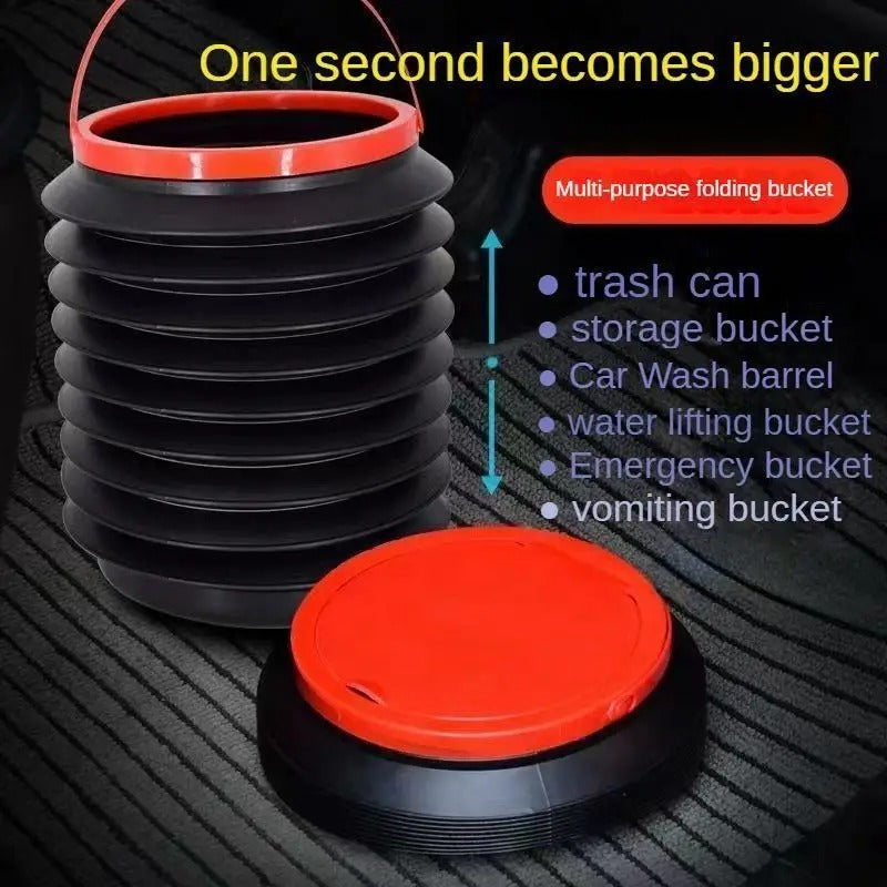 Foldable Hanging Car Trash Can & Umbrella Holder – Compact Multi-Functional Storage - Delicate Leather