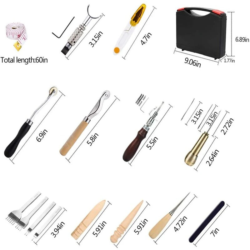 50-Piece Leather Craft Tools Kit – Complete Set for Sewing, Punching, Carving, and More - Delicate Leather