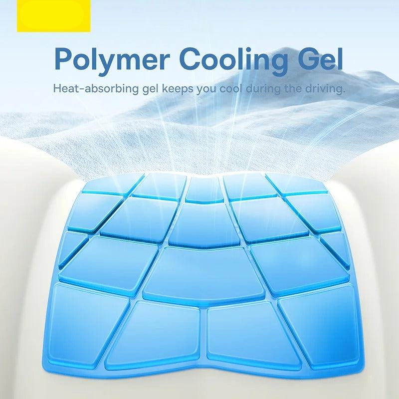 Car Headrest Neck and Waist Pillow – Cooling Gel Lumbar Cushion with Breathable Memory Cotton for Ergonomic Support - Delicate Leather